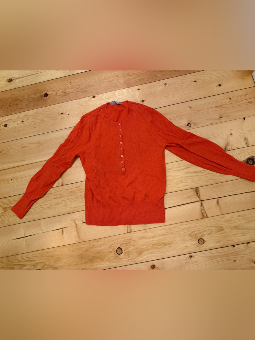 Everlane 100% Cashmere Henley Sweater Orange Red Size Small